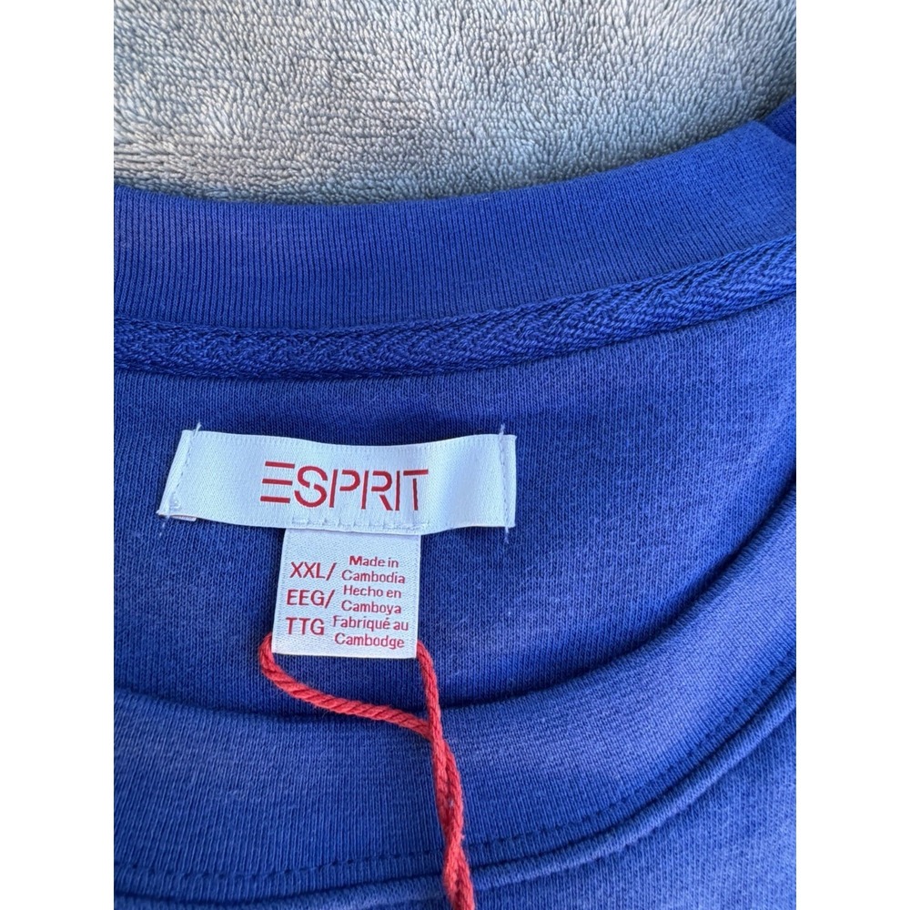 ESPRIT Sweater Women's 80's Fleece Logo Blue XXL Rare Viral Vintage Y2K preppy - Picture 2 of 2